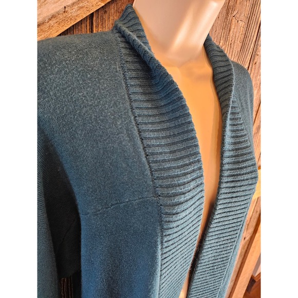 Chicos size 1 M career casual open front tunic rabbit hair blend blue ^ - Picture 2 of 5